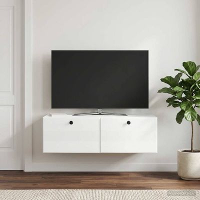 vidaXL Nástenná TV skrinka 98 x 41 x 30 cm Biela s vysokým leskom