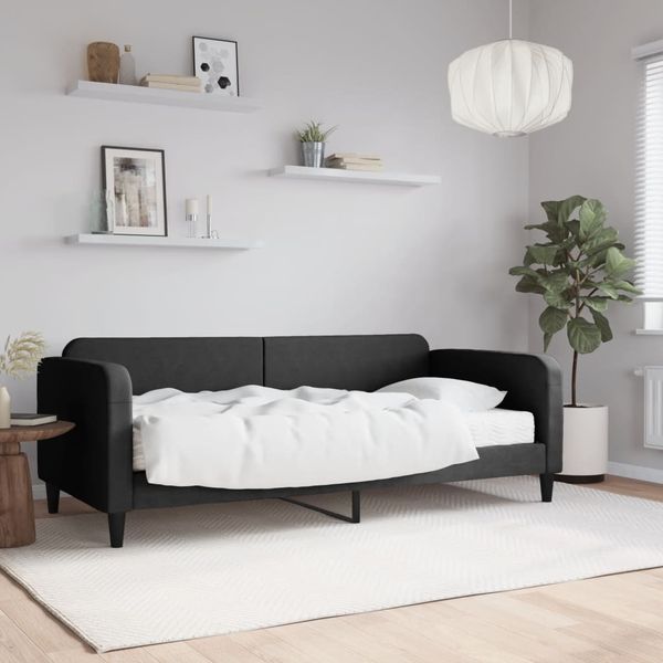 vidaXL Denná posteľ s matracom čierna 90x190 cm látka