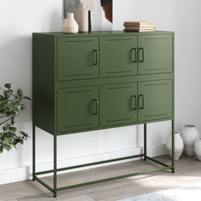 vidaXL Komoda olivovozelená 100,5x39x107 cm oceľ