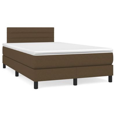 vidaXL Boxspring posteľ s matracom a LED tmavohnedá 120x190 cm látka