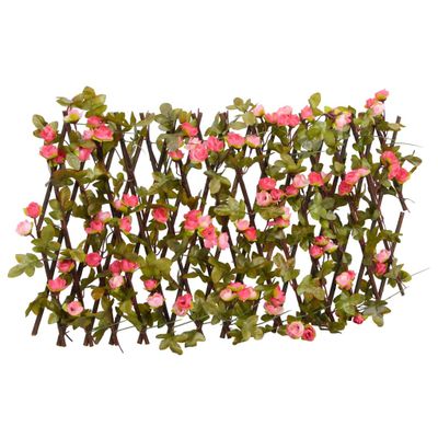 vidaXL Rozťahovacia mriežka s umelým brečtanom tmavoružová 180x20 cm