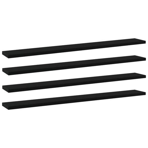 vidaXL Prídavné police 4 ks, čierne 80x10x1,5 cm, drevotrieska