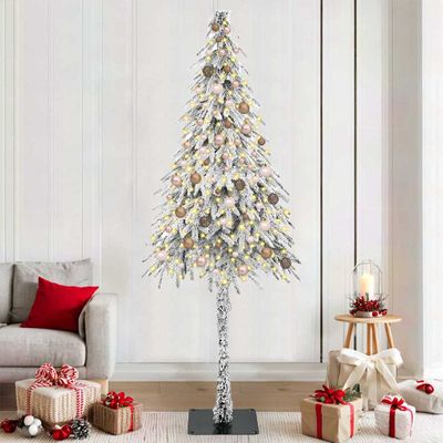 vidaXL Vianočný stromček s 300 LED-i Biela 210 cm PE a oceľ