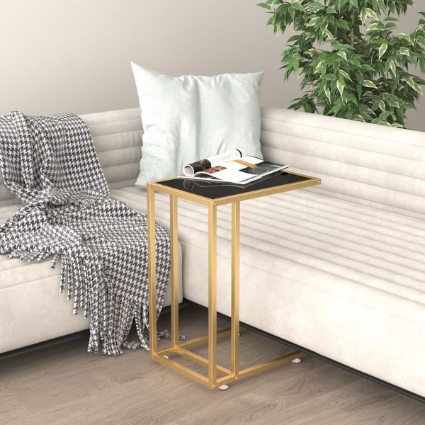 vidaXL Počítačový bočný stolík čierny 50x35x65 cm tvrdené sklo