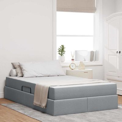vidaXL Postel s úložným prostorem a matrací Svetlosivá 120 x 200 cm