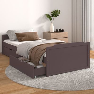 vidaXL Posteľný rám so zásuvkami tmavohnedý borovicový masív 90x200 cm