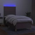 vidaXL Posteľ boxsping s matracom a LED sivohnedá 100x200 cm látka