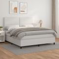 vidaXL Boxspring posteľ s matracom biela 180x200 cm umelá koža