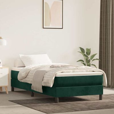 vidaXL Posteľný rám boxsping s matracom tmavozelený 90x190 cm zamat