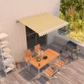vidaXL Ručná zaťahovacia markíza 350x250 cm žltá a biela