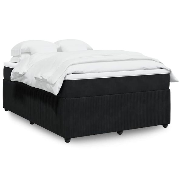 vidaXL Posteľný rám boxspring s matracom čierny 160x200 cm zamat