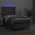 vidaXL Boxspring posteľ s matracom a LED sivá 80x200 cm umelá koža