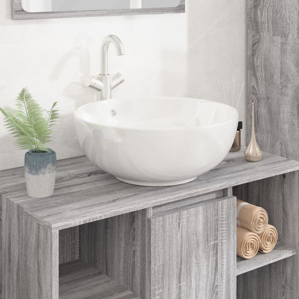 vidaXL Umývadlo biele 44x17 cm keramické okrúhle