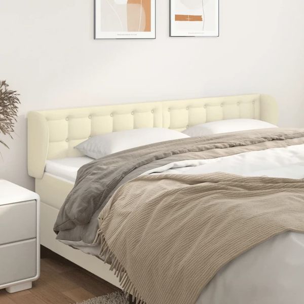 vidaXL Čelo postele so záhybmi krémový 183x23x78/88 cm umelá koža