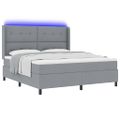 vidaXL LED box s pružinami Svetlosivá 180 x 200 cm látka