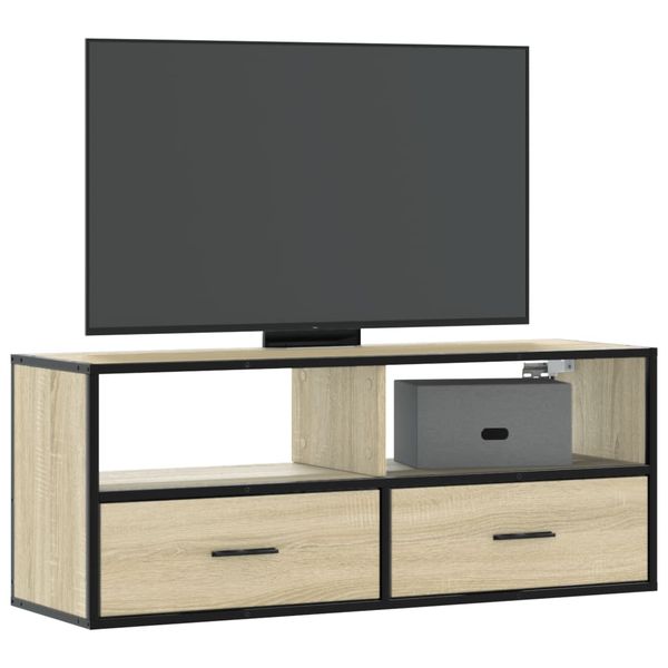 vidaXL TV skrinka dub sonoma 100x31x39,5 cm kompozitné drevo a kov