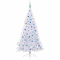 vidaXL Umelý vianočný stromček s 300 LED-i Biela 210 cm PVC a oceľ