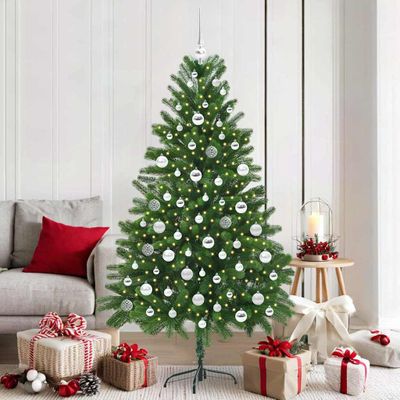 vidaXL Vianočný stromček s 300 LED-i so stojanom Zelená 180 cm PE