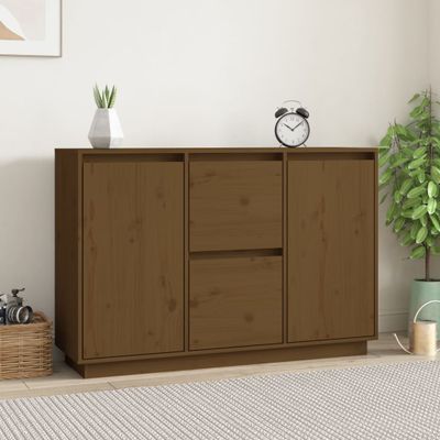 vidaXL Komoda medovo-hnedá 111x34x75 cm masívne borovicové drevo