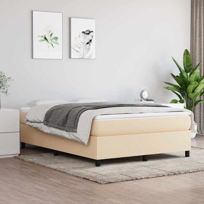vidaXL Posteľný rám s boxspringom krémová 140x200 cm látka