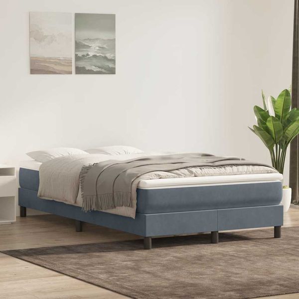 vidaXL Posteľný rám boxspring s matracom tmavosivý 120x220 cm zamat