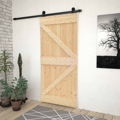 vidaXL Posuvné dvere Prírodná a čierna 80 x 210 cm Borovicový masív