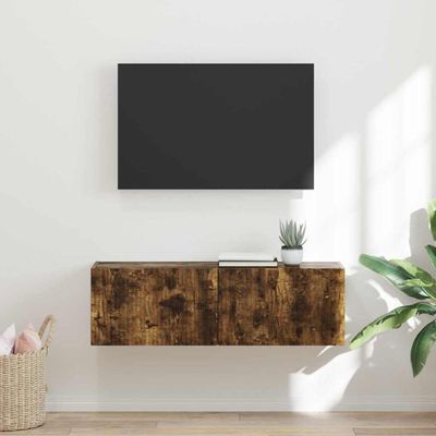 vidaXL TV nástenná skriňa Nástenný Dymová dub 98 x 31 x 29,5 cm