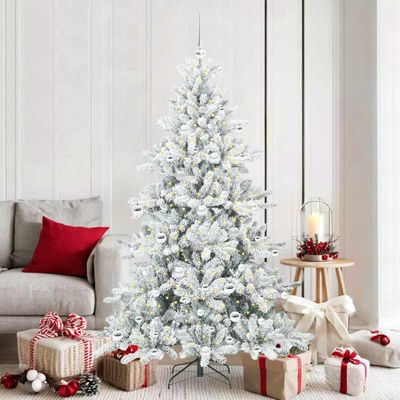 vidaXL Umelý Sklápací Vianočný Stromček Biela 180 cm PVC a oceľ