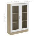 vidaXL Vitrína, biela a dub sonoma 82,5x30,5x115 cm, kompozitné drevo