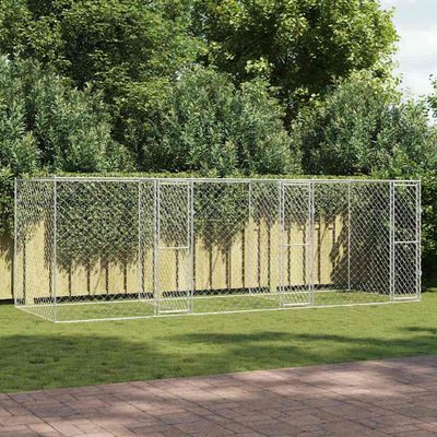 vidaXL Klietka pre psa Strieborná 600 x 200 x 200 cm Pozinkovaná oceľ