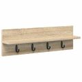 vidaXL Vešiak na stenu Nástenná montáž Sonoma dub 60 x 10,5 x 18 cm