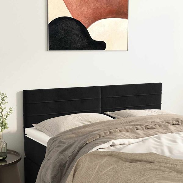 vidaXL Čelá postelí čierne 144x5x78/88 cm zamatové