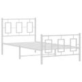 vidaXL Kovový rám postele s čelom a podnožkou biely 90x200 cm