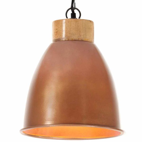 vidaXL Industriálna závesná lampa medená železo a masívne drevo 23 cm E27