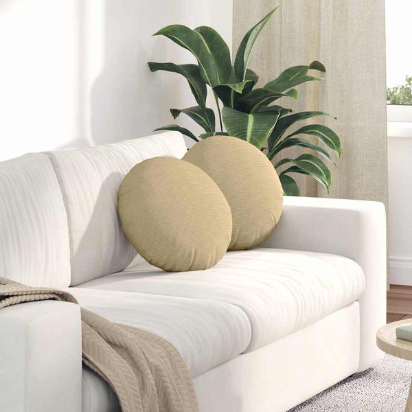 vidaXL Vankúše na sedenie 2 pcs Šedá zelená Ø 40 cm Kordúrová tkanina
