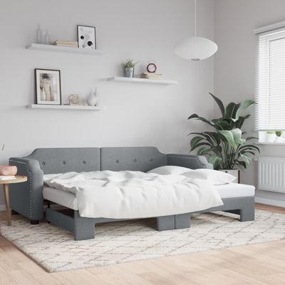 vidaXL Denná posteľ s rozkladacou posteľou bledosivá 100x190 cm látka