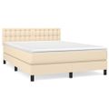vidaXL Boxspring posteľ s matracom krémový 140x190 cm látka