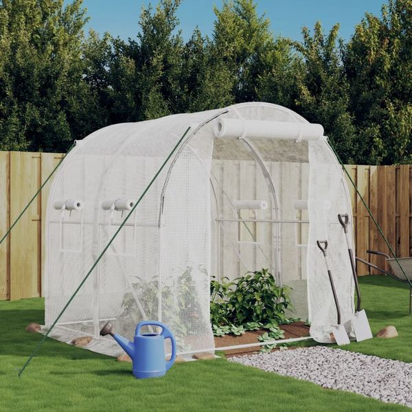 vidaXL Fóliovník s oceľovým rámom biely 4 m² 2x2x2 m
