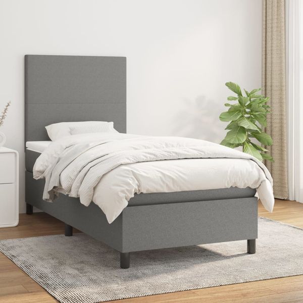 vidaXL Boxspring posteľ s matracom tmavosivá 90x190 cm látka