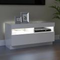 vidaXL TV skrinka s LED svetlami lesklá biela 80x35x40 cm