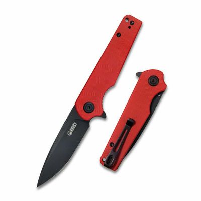 Kubey KU233E Wolverine vreckový nôž 7,4 cm, Dark Stonewash, červená, G10, spona
