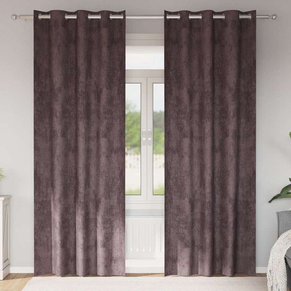 vidaXL Sametové závesy so záclonami 2 pcs Hnedá 225 x 140 cm Zamat