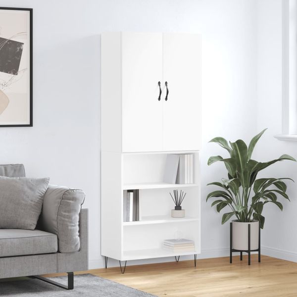 vidaXL Vysoká skrinka biela 69,5x34x180 cm spracované drevo