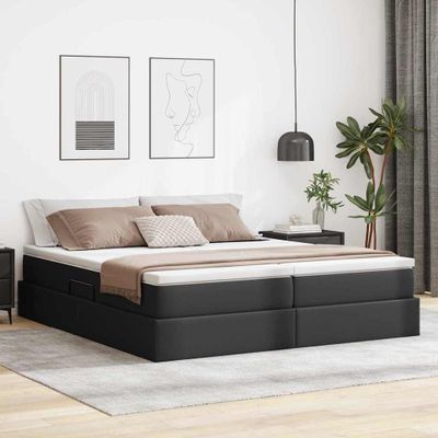 vidaXL Postel s úložným prostorem a matrací Čierna 180 x 200 cm