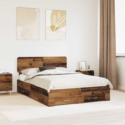 vidaXL Rám postele Staré drevo 140 x 190 cm Kompozitné drevo