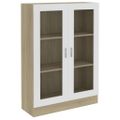 vidaXL Vitrína, biela a dub sonoma 82,5x30,5x115 cm, kompozitné drevo