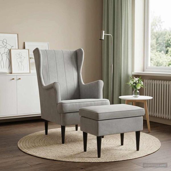 vidaXL Kreslo s taburetom 2 ks Svetlosivá Zamat