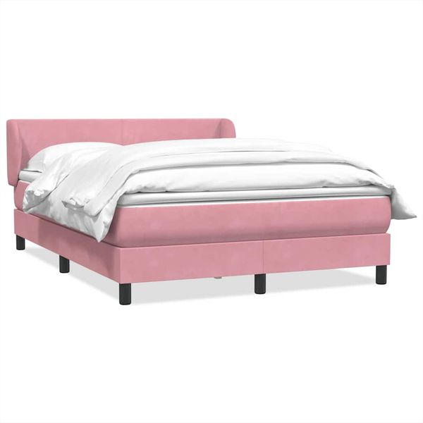 vidaXL Posteľný rám boxsping s matracom ružový 160x220 cm zamat