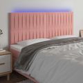 vidaXL Čelo postele s LED ružové 180x5x118/128 cm zamat