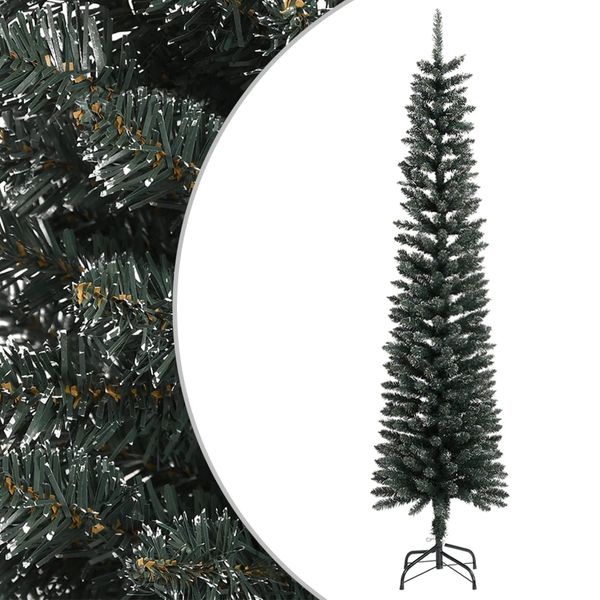 vidaXL Umelý úzky vianočný stromček so stojanom, zelený 240 cm, PVC